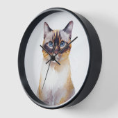 ミニマルなリンクス・ポイント・シャムインスパイア猫 壁時計 (傾斜)