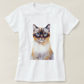 ミニマルなリンクス・ポイント・シャムインスパイア猫 Tシャツ