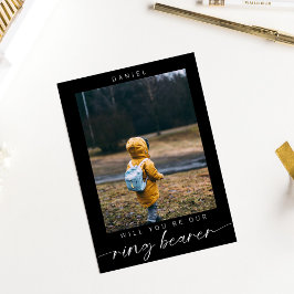 ミニマルなリングベアラー フォト ブラック 招待状