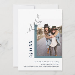 ミニマルなリーフ自然屋外フォトグリーン セーブザデート