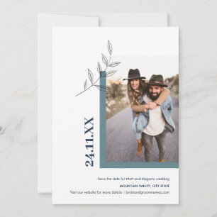 ミニマルなリーフ自然屋外フォトグリーン セーブザデート