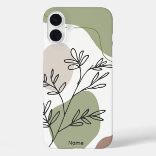 ミニマルなリーフ – トーン自然、カスタマイズ可能 iPhone 16 PLUSケース