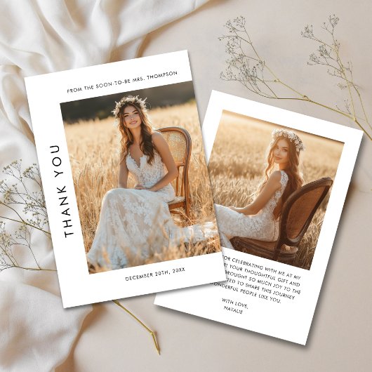 ミニマルなルスティックタイポグラフィーのブライダルシャワーの写真 サンキューカード