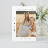 ミニマルなルースチックタイポグラフィーの結婚前お茶会の写真 サンキューカード (スタンド正面)