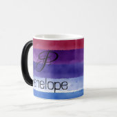 ミニマルなレインボーモノグラムコーヒーマグ モーフィングマグカップ (正面左)