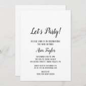 ミニマルなレッツパーティー退職パーティー 招待状 (正面/裏面)