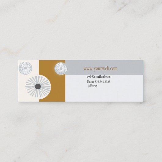 ミニマルなレトロの抽象的な花のモダンな世紀半ば スキニー名刺 (裏面)