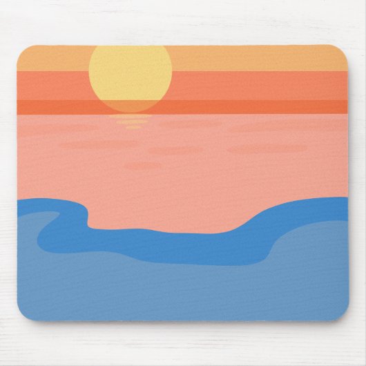 ミニマルなレトロオレンジ色の夕日 マウスパッド (正面)