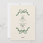 ミニマルなレトログリーン弓の写真 シーズンカード (裏面)