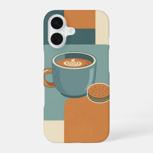 ミニマルなレトロコーヒーとクッキー iPhone 16ケース (裏面)