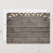 ミニマルなログハウスとライトの写真でお知らせする結婚式の節約日 招待状 (裏面)