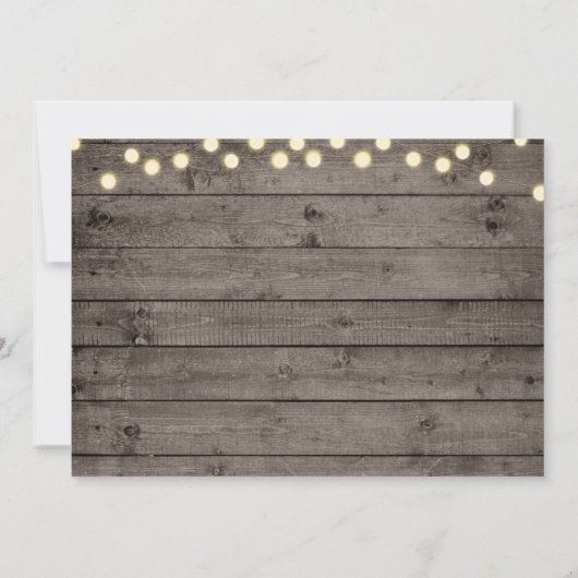 ミニマルなログハウスとライトの写真でお知らせする結婚式の節約日 招待状 (裏面)