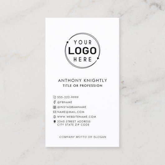 ミニマルなロゴソーシャルメディアのアイコンのスローガン 名刺 (正面)