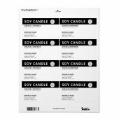 ミニマルなロゴ白黒ソイろうそく ラベル (フルシート)