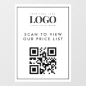 ミニマルなロゴQRコードスキャン価格リストフレーム ウィンドウサイン (シート)