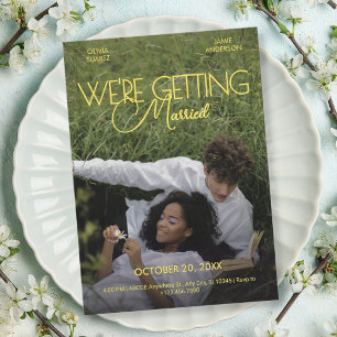 ミニマルなロマンス映画のポスタ結婚ー写真 招待状