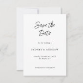 ミニマルなロマンチックなシックなブラック&ホワイト写真 セーブザデート (正面)