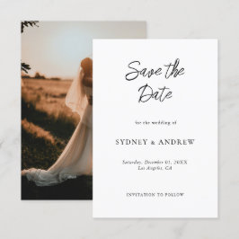 ミニマルなロマンチックなシックなブラック&ホワイト写真 セーブザデート