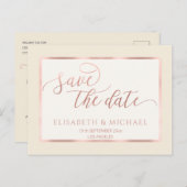 ミニマルなロマンチックなバラ金ゴールドフレーム書 案内ポストカード (正面/裏面)