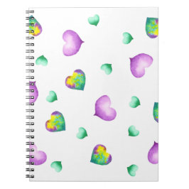 ミニマルなロマンチックな水の色のハートノートブック ノートブック