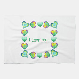 ミニマルなロマンチック私はあなたを愛するバレンタインデー キッチンタオル