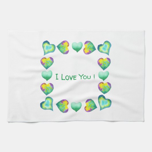 ミニマルなロマンチック私はあなたを愛するバレンタインデー キッチンタオル (横)