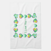 ミニマルなロマンチック私はあなたを愛するバレンタインデー キッチンタオル (縦)