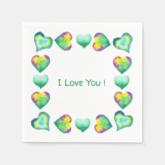 ミニマルなロマンチック私はあなたを愛するバレンタインデー スタンダードカクテルナプキン (正面)