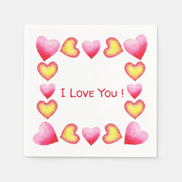 ミニマルなロマンチック私はあなたを愛するバレンタインデー スタンダードカクテルナプキン