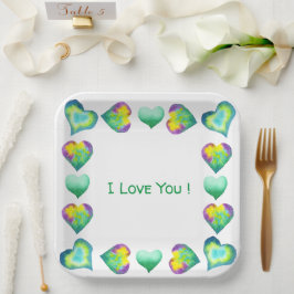 ミニマルなロマンチック私はあなたを愛するバレンタインデー ペーパープレート