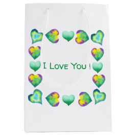 ミニマルなロマンチック私はあなたを愛するバレンタインデー ミディアムペーパーバッグ