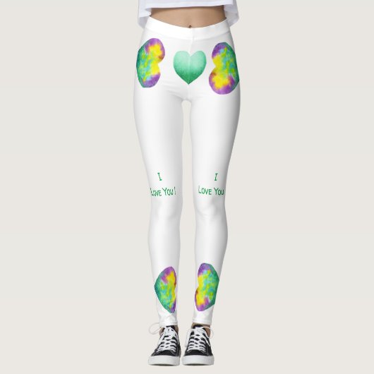 ミニマルなロマンチック私はあなたを愛するバレンタインデー レギンス (正面)