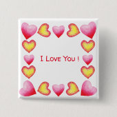 ミニマルなロマンチック私はあなたを愛するバレンタインデー 缶バッジ (正面)