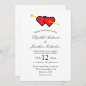 ミニマルなロマンチック結婚ハート 招待状 (正面/裏面)