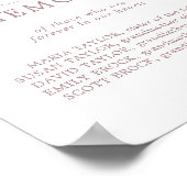 ミニマルなローズラブメモリウェディングメモリアルサイン ポスター (角)