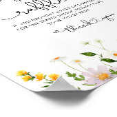 ミニマルなワイルドフラワーおむつラッフルベビーシャワー ポスター (角)