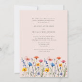 ミニマルなワイルドフラワーのモダンエレガンスウェディング 招待状 (正面)