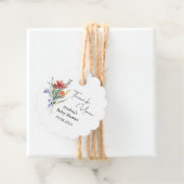 ミニマルなワイルドフラワーダークピンク赤ちゃんシャワー フェイバータグ (インサイチュ)