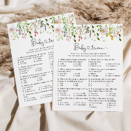 ミニマルなワイルドフラワーベビートリビア赤ちゃんシャワーゲーム