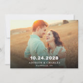 ミニマルなワンフォト |セーブ・ザ・デート案内 招待状 (正面)