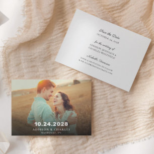 ミニマルなワンフォト  セーブ・ザ・デート案内 招待状