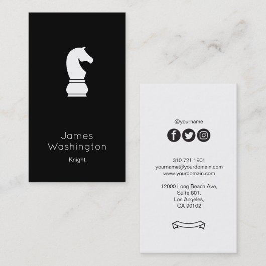 ミニマルなヴィンテージのチェスの騎士名刺 名刺 (正面/裏面)