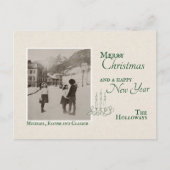 ミニマルなヴィンテージクリスマスファミリーの写真 シーズンポストカード (正面)