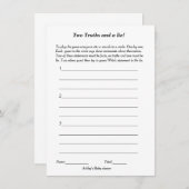 ミニマルな二つの真実と嘘の赤ちゃんシャワーゲーム 招待状 (正面/裏面)