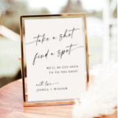 ミニマルな人がドリンクの結婚シーティングサインを取る ポスター