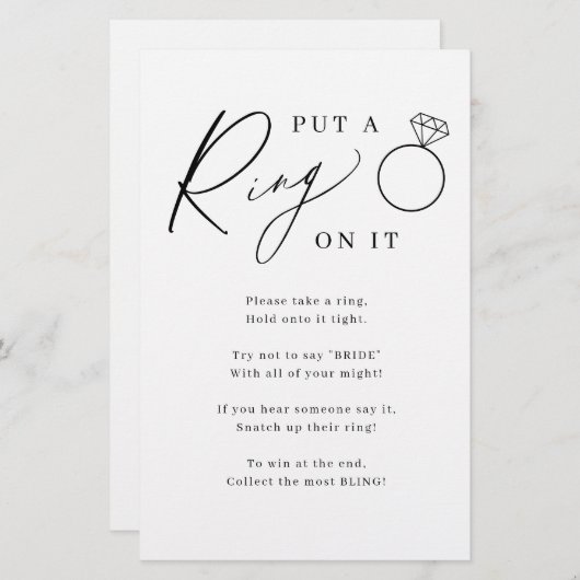 ミニマルな人がITゲームにリングを付けたブライダルシャワー (正面/裏面)