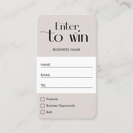 ミニマルな企業ロゴのラッフル賞引換券 プレイスカード (正面)