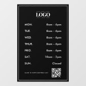 ミニマルな企業ロゴ 開店時間 QRコード スキャン ウィンドウサイン (シート)