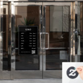 ミニマルな企業ロゴ 開店時間 QRコード スキャン ウィンドウサイン (オフィスドア)