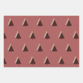 ミニマルな休日クリスマスツリー緑の赤いクリーム ラッピングペーパーシート (正面2)